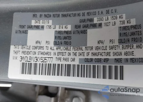 2019 Toyota Yaris Xle из США, поврежденный, VIN 3MYDLBYV3KY525777